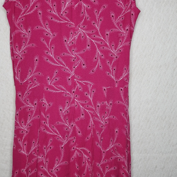 Chelsea 28 Sleeveless Tie Front Dress Pink Peacock Feather Design Sz Xs - Picture 7 of 11